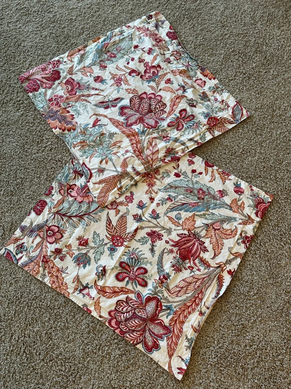 Pottery Barn Palampore Euro Pillow covers Shams  with Coral & Teal Floral Print